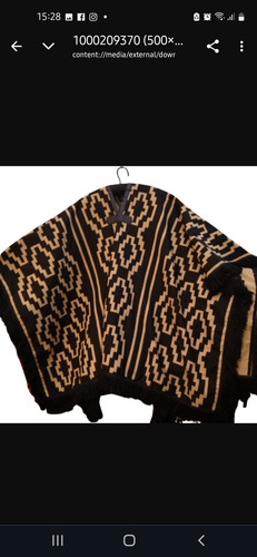 Poncho Negro Y Beige . Doble Tela Gde . Tuyunti Artesanias.