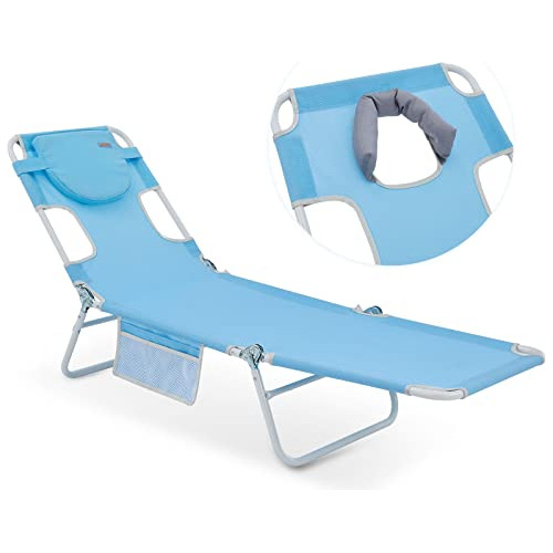 Silla De Playa Ajustable Bronceado Orificio Cara, Silla...