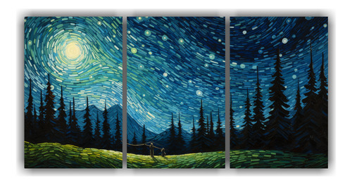 120x60cm Cuadro Living - Noche Estrellada De Un Hombre Volan