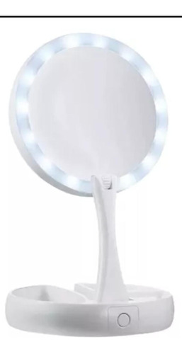 Espejo Con Luz Led Para Maquillaje Plegable + Aumento X 10