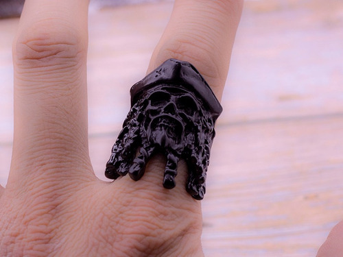 5 Anillos De Calavera Punk Vintage Color Negro Al Azar Model