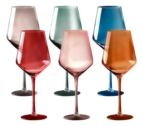 Juego 6 Copas Vino Colores 18 Onzas Vasos Unicos Otoño Con T