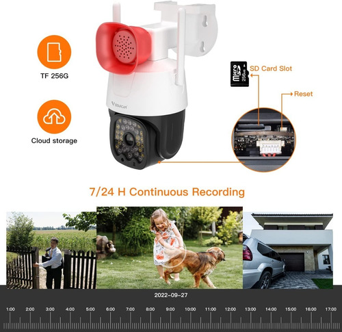 Camara Wifi Exterior Sirena Vstarcam Microfono Y Altavoz