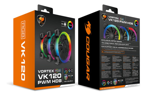 Kit De 3 Ventiladores Gamer Cougar Vortex Vk 120 Argb