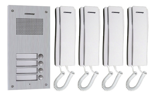 Commax Kit Portero De Audio Para Edificio Con 4 Interfonos Color Blanco