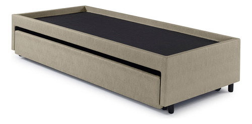 Bicama Box Courino Linho Solteiro Para Dois Colchões 88x188 Cor Bege Bicama Box Solteiro 88x188 Para Dois Colchões
