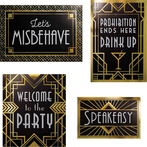 Creative Converting  Roaring 20s - Juego De Letreros Decorat