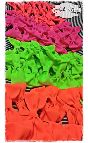 Imagen 3 de 8 de Moños Cotillon Fluo Tela Exlusivos Cabeza O Cuello