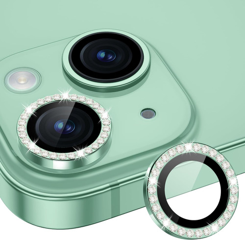 Protector De Lente Xfilm, Para iPhone 15, Verde Y Diamantes