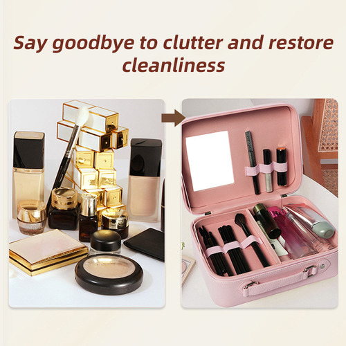 Storage Bag Case Cosmetic Train Makeup Mirror With Portable