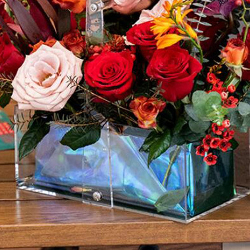 Caja De Flores De Acrílico Arreglos De Flores Cesta
