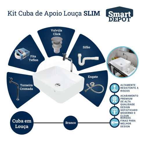 Kit Cuba Slim Louça C/ Torneira Cromado + Válvula Click