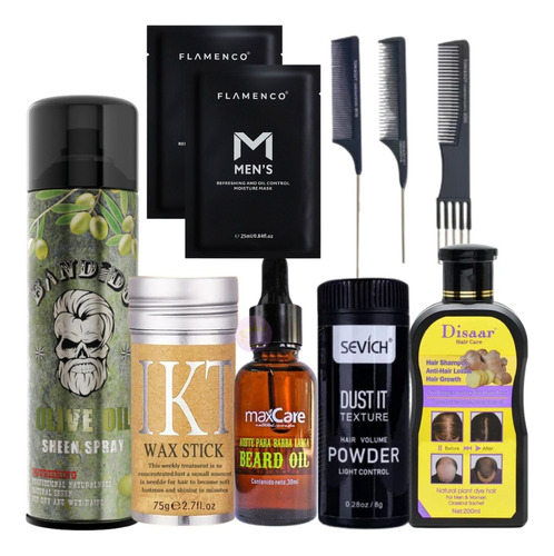 Kit Barberia Aceite Para Barba Shampo Reparador Anti-caida