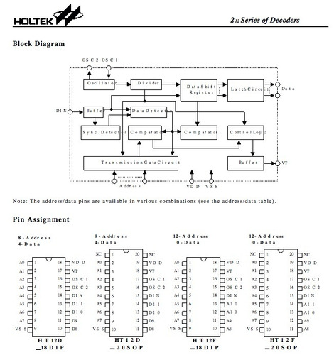 Imagen 5 de 7 de Ht-12f Decoder C.i. Decodificador 18 Pin Descifrador