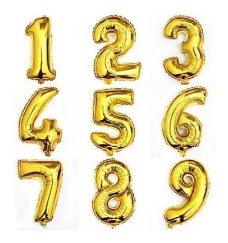 Globos Metalizados De Números Dorado 40cm (16 )