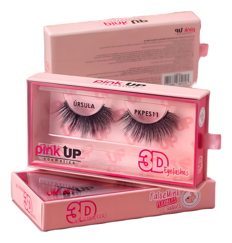 Pestañas 3d Marca Pink Up Cosmetics Color Negro