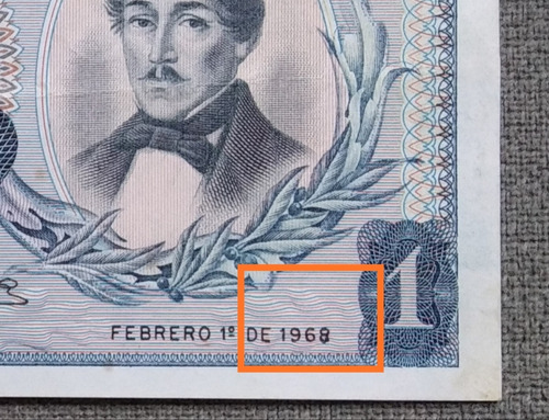 Billete De Un Peso Con Error En El Último Dígito Del Año 