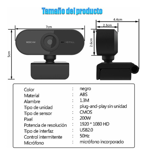 Camara Web Full Hd 1080p Usb Con Microfono Mini Webcam