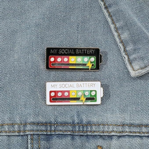 Pines Metalicos, Mood Pin Pines Para Mochilas Social Battery