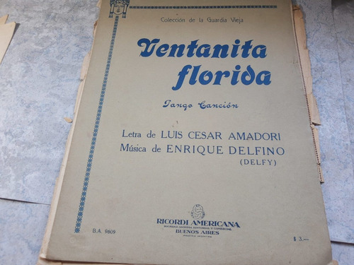Partitura Ventanita Florida Tango Cancion La Guardia Vieja