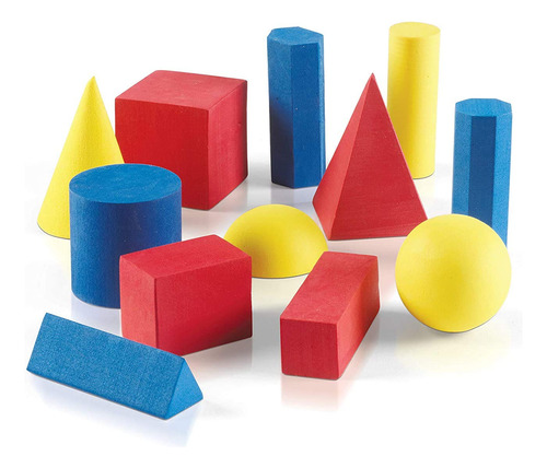 Hand2mind Bloques Sólidos Geométricos De Espuma, Colores Sur