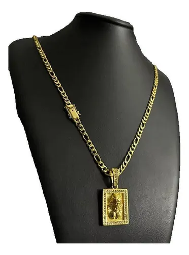 Colgante 3D en forma de cordón de 3 x 5 mm con diseño de Jesús, chapado en oro de 18 quilates