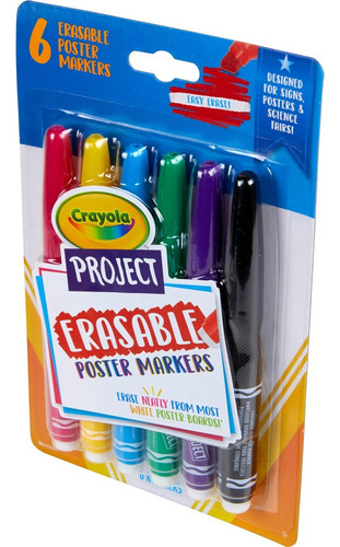 Blister X 6 Marcadores Crayola Borrables Para Pizarra