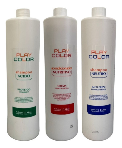 Shampoo Playcolor Ácido + Neutro + Acondicionador 1l