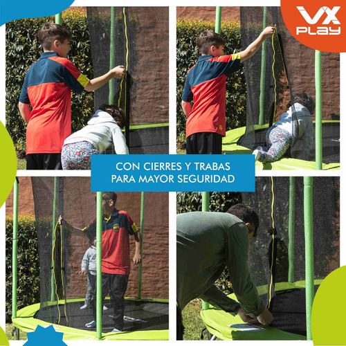 Cama elástica Vxplay de 2,44 metros de proteção reforçada, cor da rede, tela de salto, capa de primavera preta, cor verde
