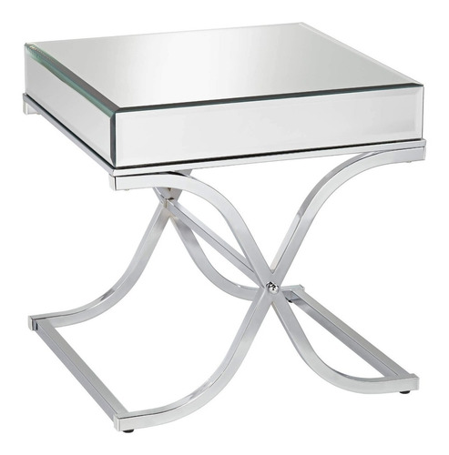 Mesa Lateral Cromada, Mesa De Espejo Moderna Y Elegante