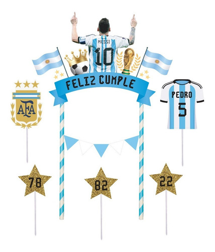 Topper Cupcake Muffins Argentina Campeon X12u - Pinchos