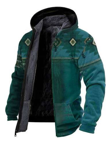 Tribal Graphic Print Hooded Jacket With