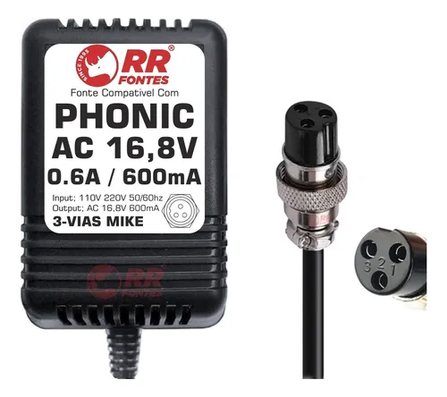 comprar Fonte 16,8vac Pu002F Mesa Mixer Phonic Mu-802 1002 Mm-1002 1202a