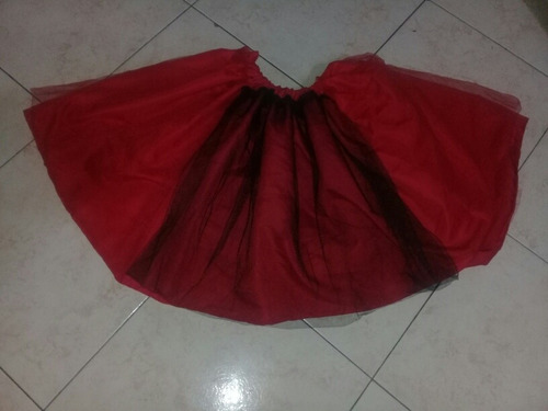 Pollera Tutu Rojo Con Negro 40 Cms 