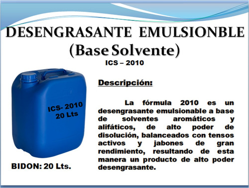 Desengrasante  Emulsionable   ( Base Solvente )