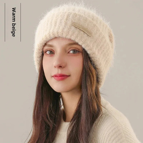 Gorro De Punto Con Forro De Lana Para Invierno, Cálido Y Frí
