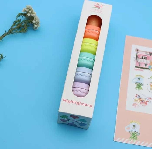 Resaltador Pastel Forma De Macaron Macarons 6 Colores
