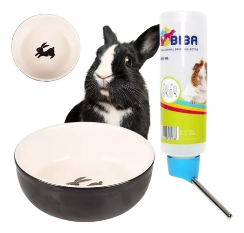 Comedero Conejo Bebedero Cobayo Ceramica Chinchilla Alimento