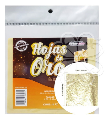  Hoja De Oro 24 K. Comestible 9.33x9.33 Cm. 10 PzasMa Baker and Cheff