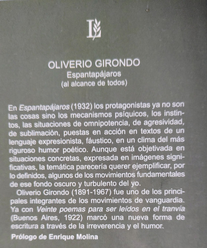 Espantapájaros Y Tres Libros Más, Oliverio Girondo, Losada (Usado)