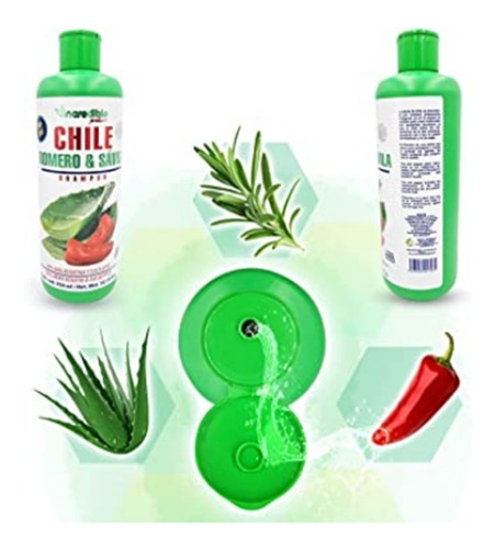 Imagen 3 de 3 de Shampoo De Chile Romero Y Sábila Crecimiento Cabello Unisex