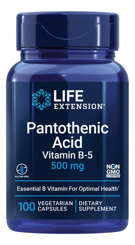 Vitamina B5 Ácido Pantoténico 500 Mg Con Calcium Life Extens