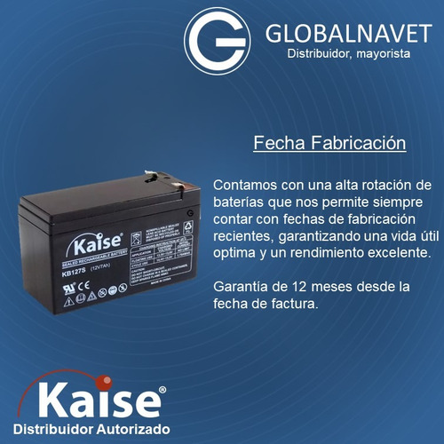 Batería Recargable Sellada Kaise 12v 7ah Kb1270 Ups Alarmas