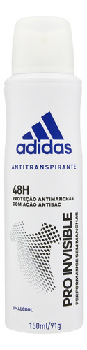 Antitranspirante Aerossol Pro Invisible Feminino Adidas 150ml