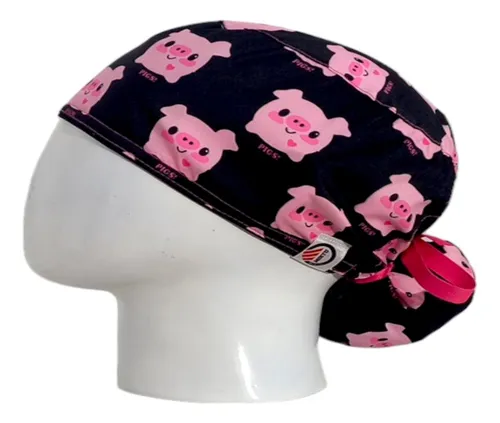 comprar Gorro Quirúrgico Mujer + Lanyard Cerdos Pigs Rosa Negro