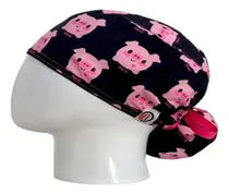 Comprar Gorro Quirúrgico Mujer + Lanyard Cerdos Pigs Rosa Negro