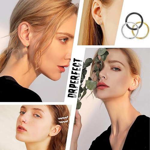 2 Pz Anillo De Nariz De Aro Para Mujeres Y Hombres, Acero Quirúrgico Sleeper Pendientes De Aro Septum Clickers Anillo De Segmento Con Bisagras