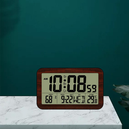 Digital Alarm Clock With Oscuro De Madera 20,1x12,4x2,6 Cm