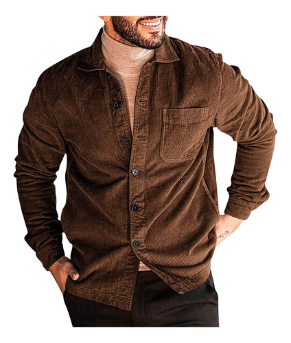 Chaqueta De Pana Con Botones Q Coat Para Hombre, Manga Larga