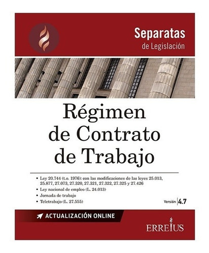 Regimen De Contrato De Trabajo. 4.7 2022. Erreius - Separata